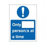 Only X Persons at a time Sign 200x300mm Semi Rigid Plastic 4108623