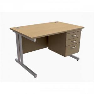 Trexus Contract Plus 120 x 80cm Rectangular Desk 1 Pedestal 3 Drawers