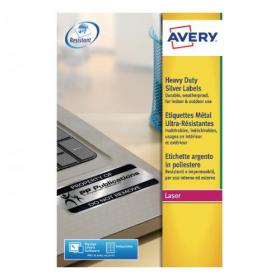 Avery Heavy Duty Labels Laser 48 per Sheet 45.7x21.2mm Silver Ref L6009-20 960 Labels 421384