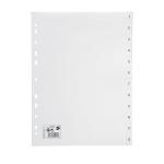 5 Star Office Index 1-12 Polypropylene Multipunched Reinforced Holes 130 Micron A4 White 423652