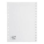 5 Star Office Index 1-15 Polypropylene Multipunched Reinforced Holes 120 Micron A4 White 423660