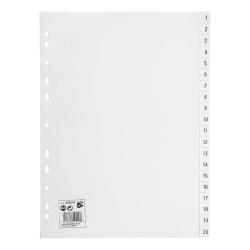 Cheap Stationery Supply of 5 Star Office Index 1-20 Polypropylene Multipunched Reinforced Holes 120 Micron A4 White 423679 Office Statationery