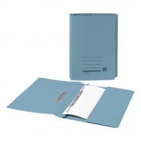 5 Star Office Transfer Spring Pocket File Recycled Mediumweight 285gsm Foolscap Blue Pack of 25 423954