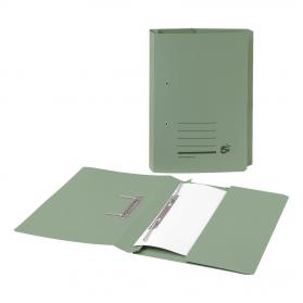 5 Star Office Transfer Spring Pocket File Recycled Mediumweight 285gsm Foolscap Green [Pack 25] 423970
