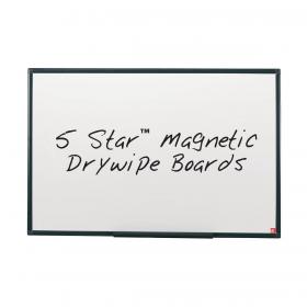5 Star Office Magnetic Drywipe Board Steel Trim with Fixing Kit and Detachable Pen Tray W1200xH900mm 424127