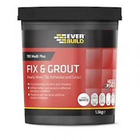 Everbuild 703 Fix And Grout Tile Adhesive Brilliant White – 1.5Kg 429670