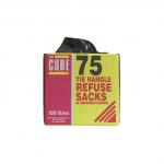 Le Cube Refuse Sacks with Tie Handle in Dispenser Box 100L 1474x1066mm Black Ref 0481 [Pack 75] 43061X