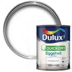 Dulux Quick Dry Eggshell Paint For Wood And Metal - Pure Brilliant White 750 Ml 432187