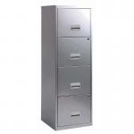 Pierre Henry Filing Cabinet Steel 4 Drawer A4 400x400x1250mm Silver Ref 595044 433588