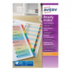 Cheap Stationery Supply of Avery ReadyIndex 1-10 Punched Mylar-reinforced Multicolour-Tabs 200gsm A4 White 01735501 Office Statationery
