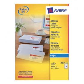 Avery Quick DRY Addressing Labels Inkjet 14 per Sheet 99.1x38.1mm White Ref J8163-100 1400 Labels 436108