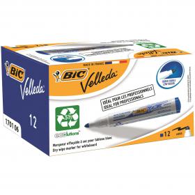 Bic Velleda Marker Whiteboard Dry-wipe 1701 Large Bullet Tip 1.5mm Line Blue Ref 942235 Pack of 12 452086