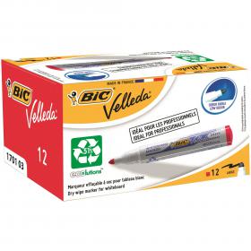 Bic Velleda Marker Whiteboard Dry-wipe 1701 Large Bullet Tip 1.5mm Line Red Ref 904939 Pack of 12 452094