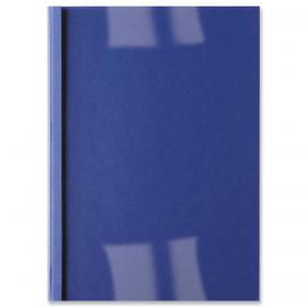 GBC Thermal Binding Covers 6mm Front PVC Clear Back Leathergrain A4 Royal Blue Ref IB451034 Pack of 100 456526