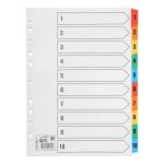 5 Star Office Index 1-10 Multipunched Mylar-reinforced Multicolour-Tabs 150gsm A4 White 464297
