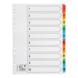 Cheap Stationery Supply of 5 Star Office Index 1-10 Multipunched Mylar-reinforced Multicolour-Tabs 150gsm A4 White 464297 Office Statationery