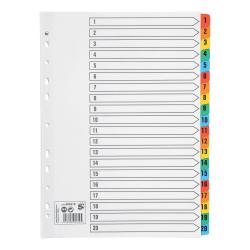 Cheap Stationery Supply of 5 Star Office Index 1-20 Multipunched Mylar-reinforced Multicolour-Tabs 150gsm A4 White Office Statationery