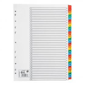 5 Star Office Index 1-31 Multipunched Mylar-reinforced Multicolour-Tabs 150gsm A4 White 464327