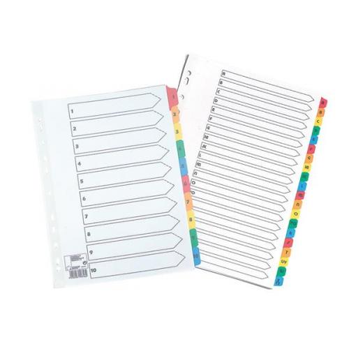 5 Star Office Subject Dividers 10-Part Multipunched Mylar 464351