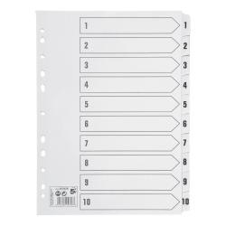Cheap Stationery Supply of 5 Star Office Index 1-10 Multipunched Mylar-reinforced Strip Tabs 150gsm A4 White 464408 Office Statationery