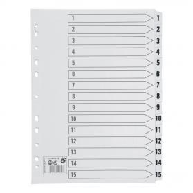 5 Star Office Index 1-15 Multipunched Mylar-reinforced Strip Tabs 150gsm A4 White