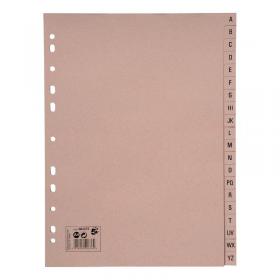 5 Star Eco Index A-Z Recycled Card Multipunched 150gsm A4 Buff Pack of of 20 464475