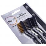 Harris Essentials Mini Wire Brush 3 Pack, Nylon, Steel & Brass 464651