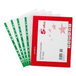 5 Star Office Punched Pocket Polypropylene Green Strip Top-opening 45 Micron A4 Glass Clear [Pack 100] 464718