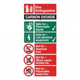 Stewart Superior CO2 Fire Extinguisher Safety Sign W100xH200mm Self-adhesive Vinyl Ref FF093SAV 470639