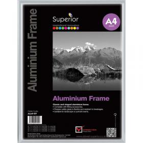 Photo Frame Clip-down Aluminium with Non-glass Perspex Front Back-loading A4 297x210mm Silver 471157