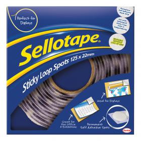 Sellotape Permanent Sticky Loop Spots in Handy Dispenser of 125 Spots Diameter 22mm each White Ref1445181 471467