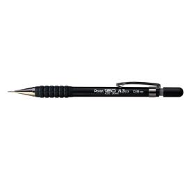 Pentel A315 Automatic Pencil with Rubber Grip and 2 x HB 0.5mm Lead Black Barrel Ref A315-A Pack of 12 494261