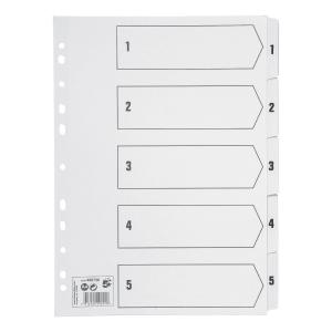 Office Index 1-5 Multipunched Mylar-reinforced Strip Tabs 150gsm A4