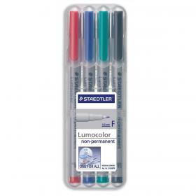 Staedtler 316 Lumocolor Pen Non-permanent Fine 0.6mm Line Assorted Ref 316WP4 Wallet 4 500178