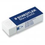 The photograph captures two Staedtler pencil erasers, known for their premium quality and self-cleaning capabilities. Each eraser measures 65x23x13mm and comes in a pack of two. The sleek design of the erasers showcases the brands signature Mars Plastic material.