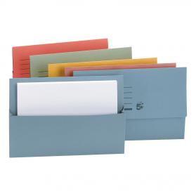 5 Star Office Document Wallet Half Flap 250gsm Recycled Capacity 32mm Foolscap Assorted Pack of 50 501785