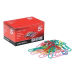 5 Star Office Paperclips Metal Plain Large Length 33mm Assorted Colours [Pack 10x100] 503344