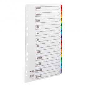 Concord Commercial Index Jan-Dec Multipunched Mylar-reinforced Multicolour-Tabs 160gsm A4 White Ref 69401 507729
