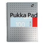 Pukka Pad Metallic Edtr Nbk Wbnd 80gsm Ruled Margin Perf Punch 4 Hole 100pp A4+ Silver Ref EM003 [Pack 3] 507834