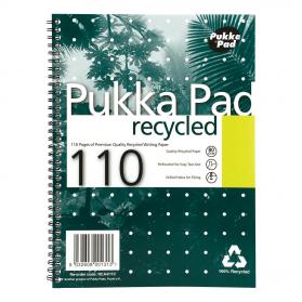 Pukka Pad Recycled Nbk Wbnd 80gsm Ruled Margin Perf Punched 4 Holes 110pp A4+ Green Ref RCA4 Pack of 3 507877