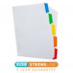 Elba Subject Divider 5-Part Multipunched Mylar-reinforced Multicolour-Tabs 170gsm A4 White Ref 100204963 514228