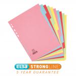 Elba Subject Dividers 10-Part Card Multipunched Recyclable 160gsm A4 Assorted Ref 400007246 514421