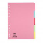 Elba Subject Dividers 5-Part Card Multipunched Recyclable 160gsm A4 Assorted Ref 400007241 514438
