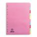 Elba Subject Dividers 10-Part Card Multipunched Recyclable 160gsm Extra Wide A4+ Assorted Ref 400007242 514446