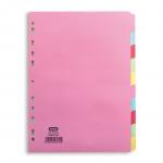 Elba Subject Dividers 10-Part Card Multipunched Recyclable 160gsm Extra Wide A4+ Assorted Ref 400007242 514446