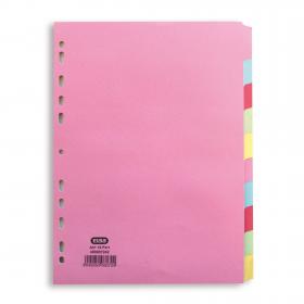 Elba Subject Dividers 10-Part Card Multipunched Recyclable 160gsm Extra Wide A4+ Assorted Ref 400007242 514446