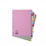 Elba Subject Dividers 15-Part Card Multipunched Recyclable 160gsm A4 Assorted Ref 400007437 514495