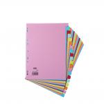 Elba Subject Dividers 20-Part Card Multipunched Recyclable 160gsm A4 Assorted Ref 400007438 514502