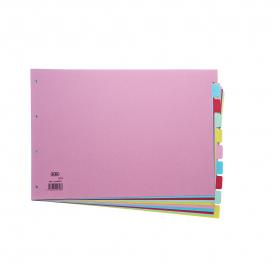 Elba Subject Dividers 10-Part Card Multipunched Recyclable 160gsm A3 Assorted Ref 100080772 514510