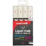 Uni Chalk Marker Medium Bullet Tip PWE-5M Line Width 1.8-2.5mm White Ref 153494342 [Pack 4]